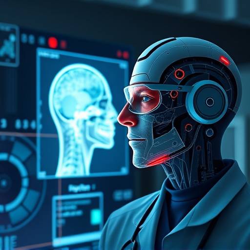 Immagine di un medico che utilizza un software di intelligenza artificiale per analizzare un'immagine medica