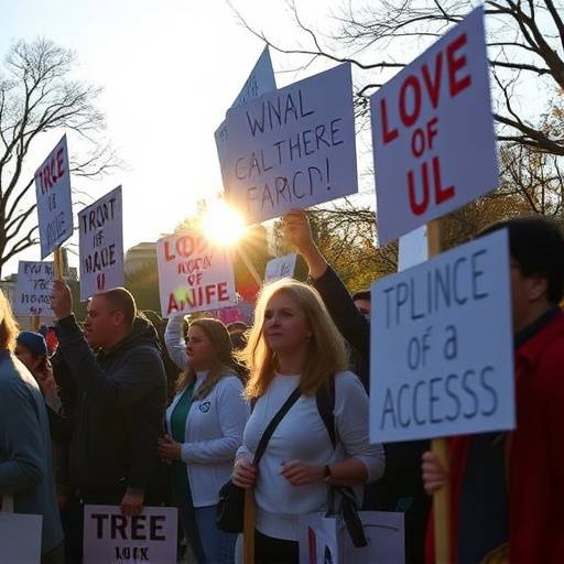 Persone che manifestano a Washington DC per l'accesso all'assistenza sanitaria