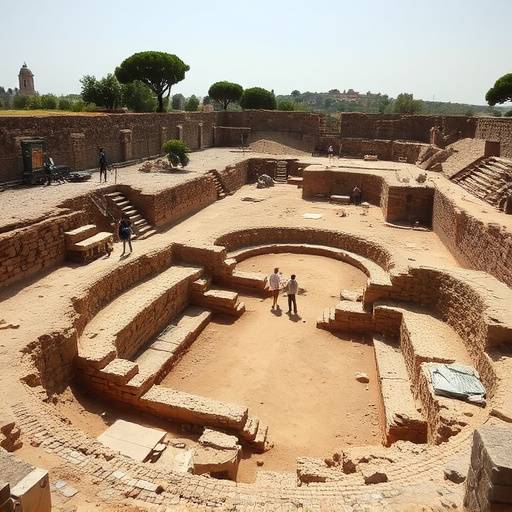 Scavi archeologici a Ostia Antica, Lazio, con archeologi al lavoro